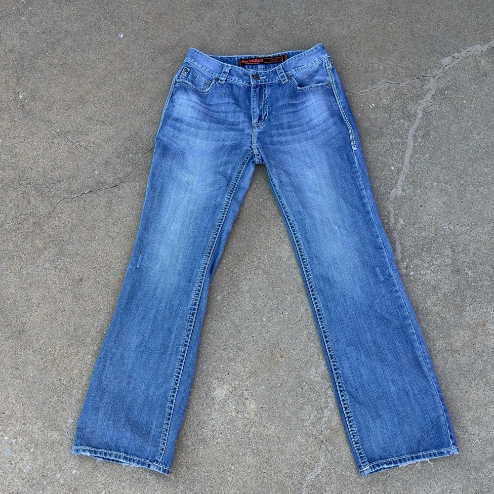 Rock & Roll Cowboy Double Barrel Relaxed Straight Leg Jeans Men's 33x34 Blue